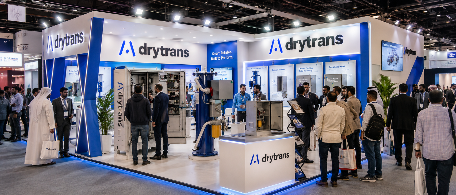 DryTrans exhibition booth showcasing moisture management systems